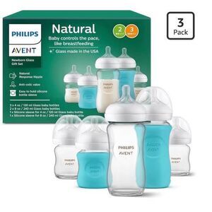 Philips Avent Natural Newborn Glass Baby Bottle Gift Set 3-Pack